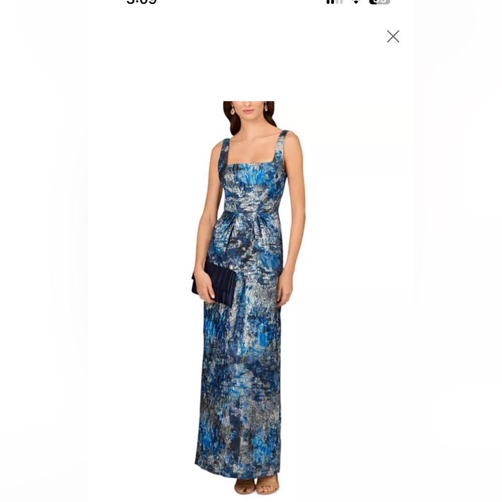 Aidan Mattox Blue Jacquard Dress